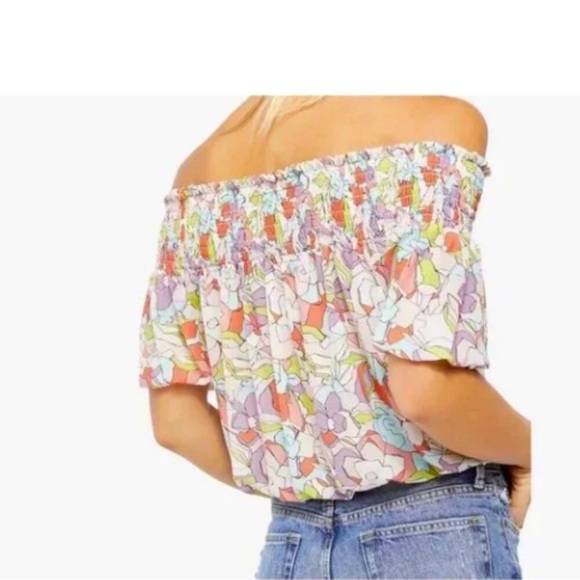 Free People Off Shoulder Floral Bubble Top - XL - Picture 4 of 10